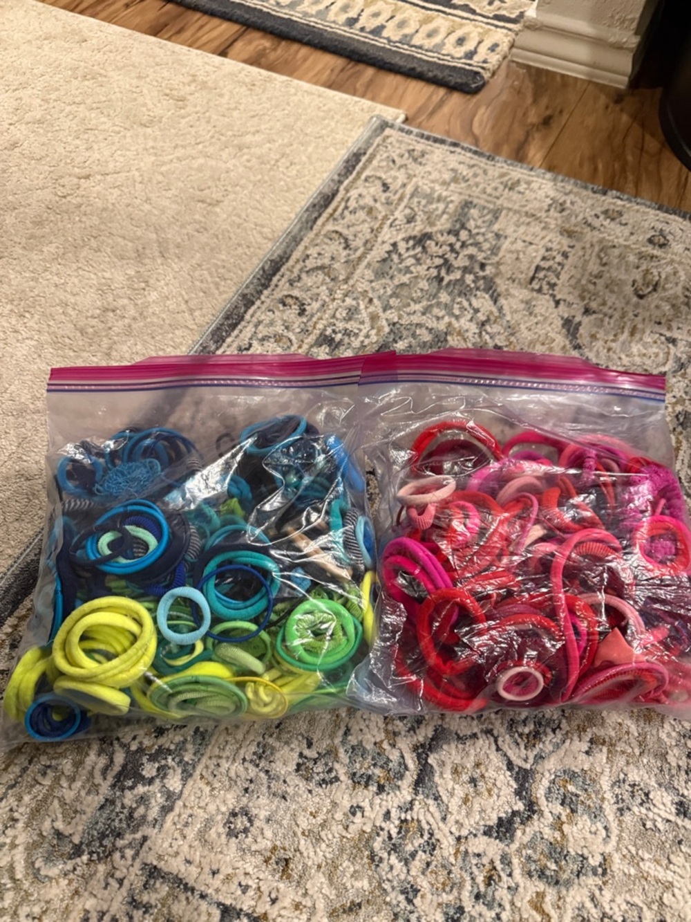 Assorted Kids Elastic Hair Ties - Blue, Green, Yellow, Red & Pink